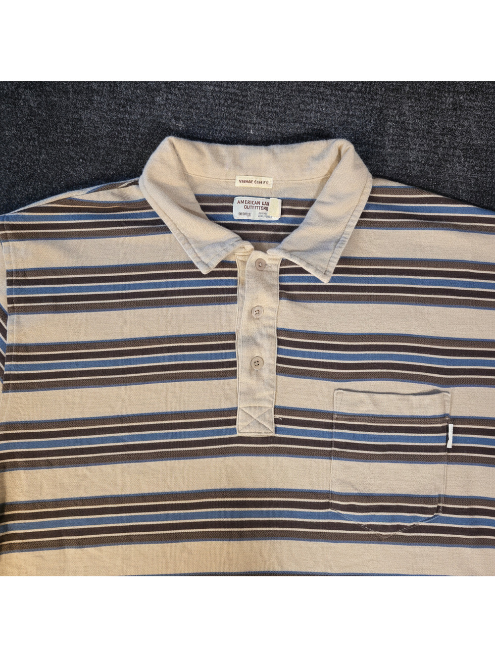 American Eagle Vintage Slim Fit Striped Polo Shirt XL